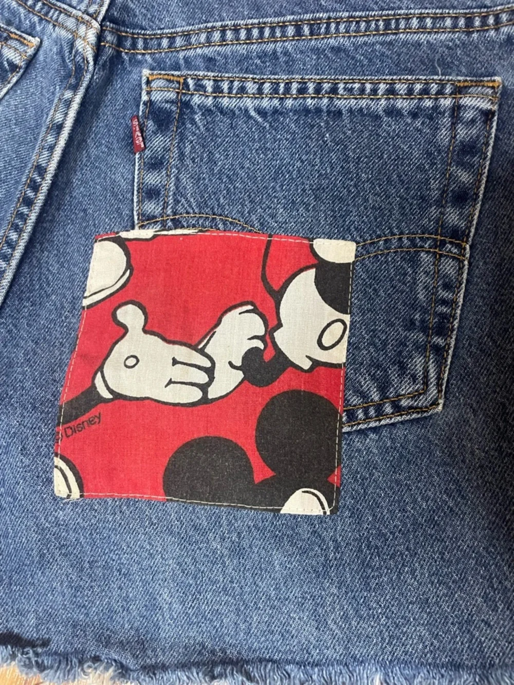 Vintage Levi’s 551 Denim Shorts Upcycled Patchwork Urban Outfitters - Picture 4 of 9
